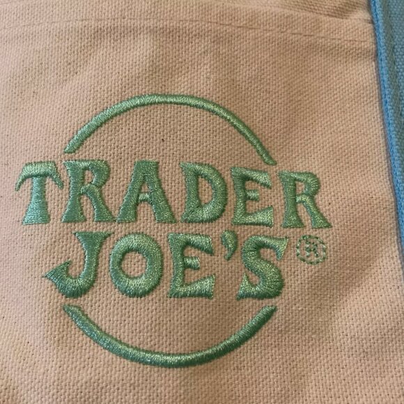 🩵 Trader Joe's MINI PASTEL CANVAS TOTE BAG NEW Limited Edition Reusable BLUE 🩵 - Picture 3 of 3